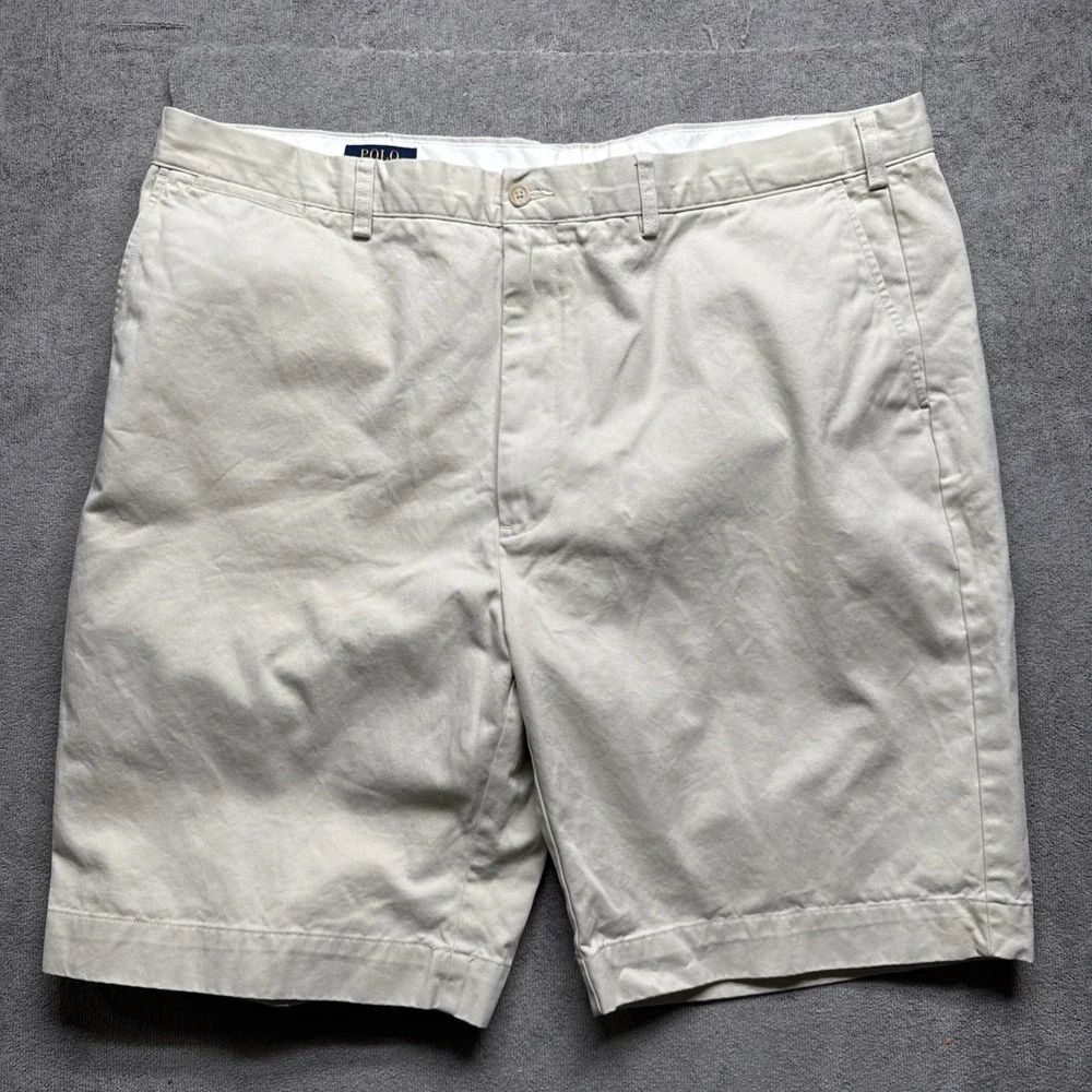 polo ralph lauren Shorts Mens 44B (fits 42)‎ Beige Flat Front 10